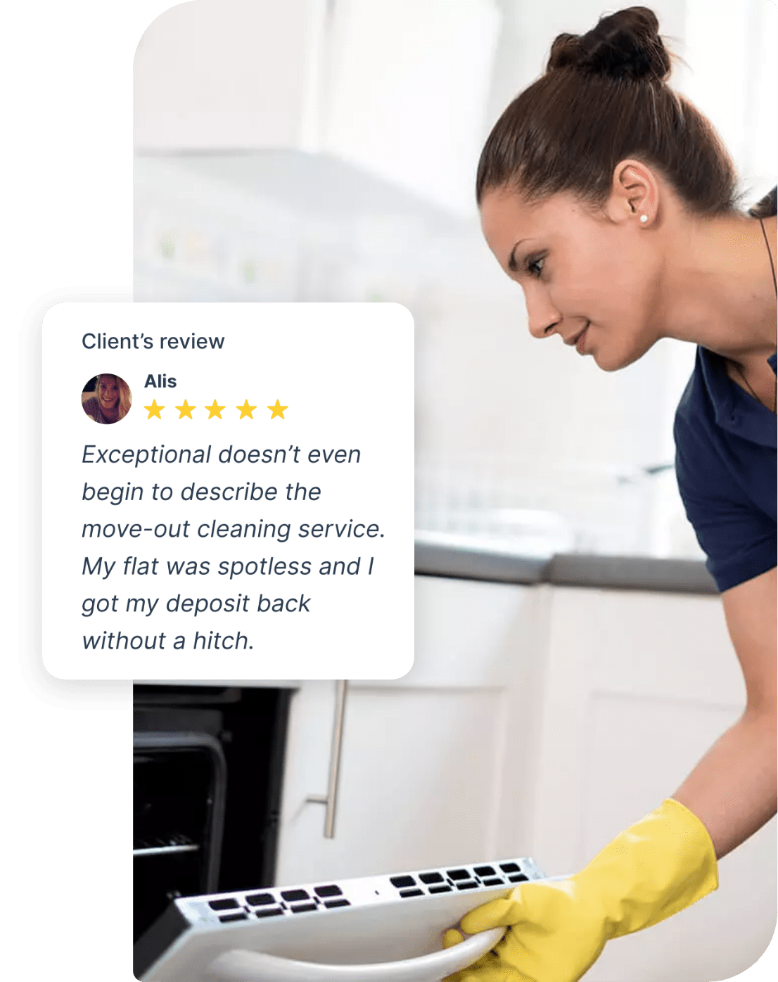 Get professional end of tenancy cleaning anywhere within the London M25 zone Cleaner while working in a kitchen